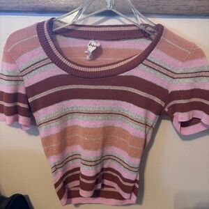 Vintage 1970s crop top knit tee (small)